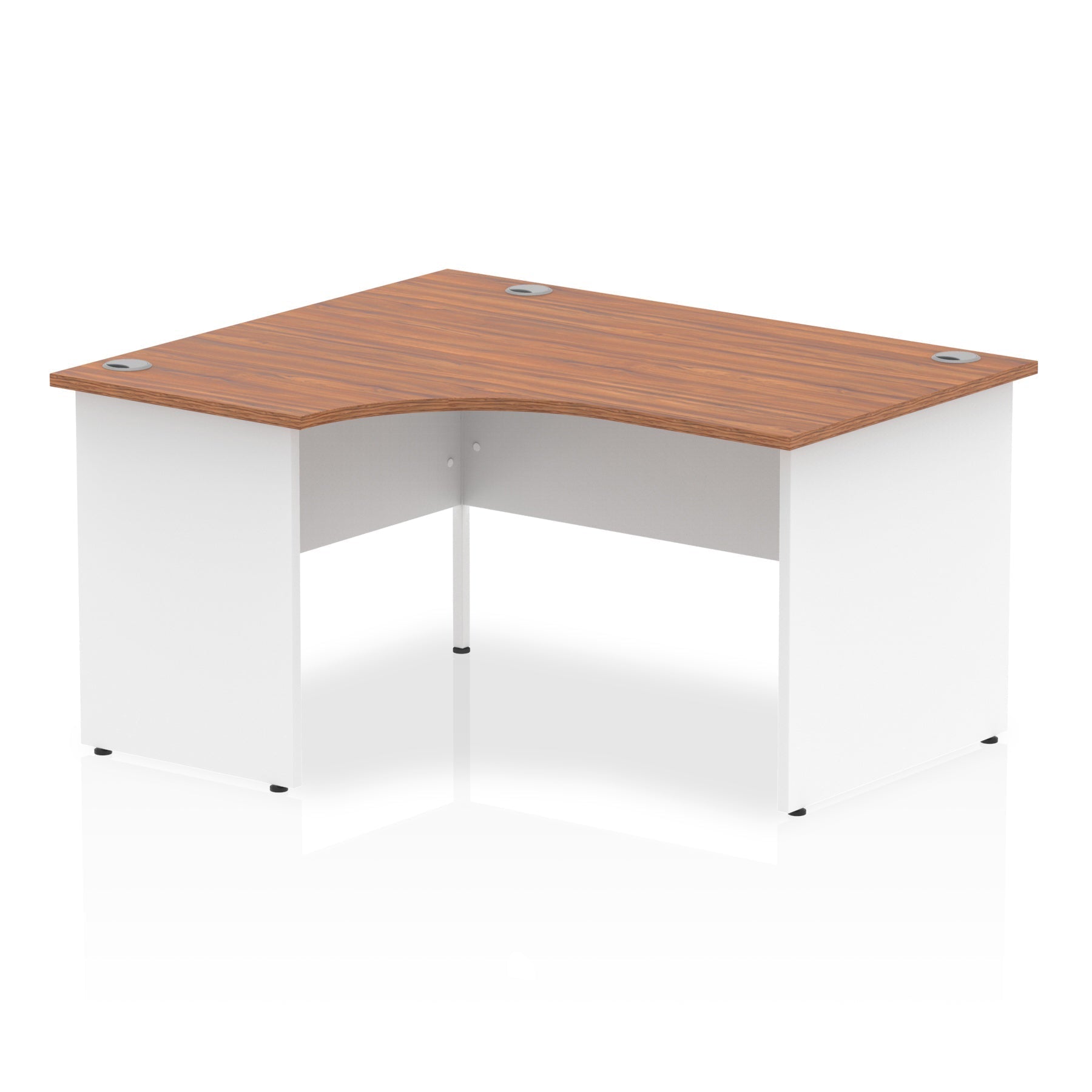 Office furniture impulse-140mm-left-crescent-desk-panel-end-leg Dynamic  White Colour Walnut 