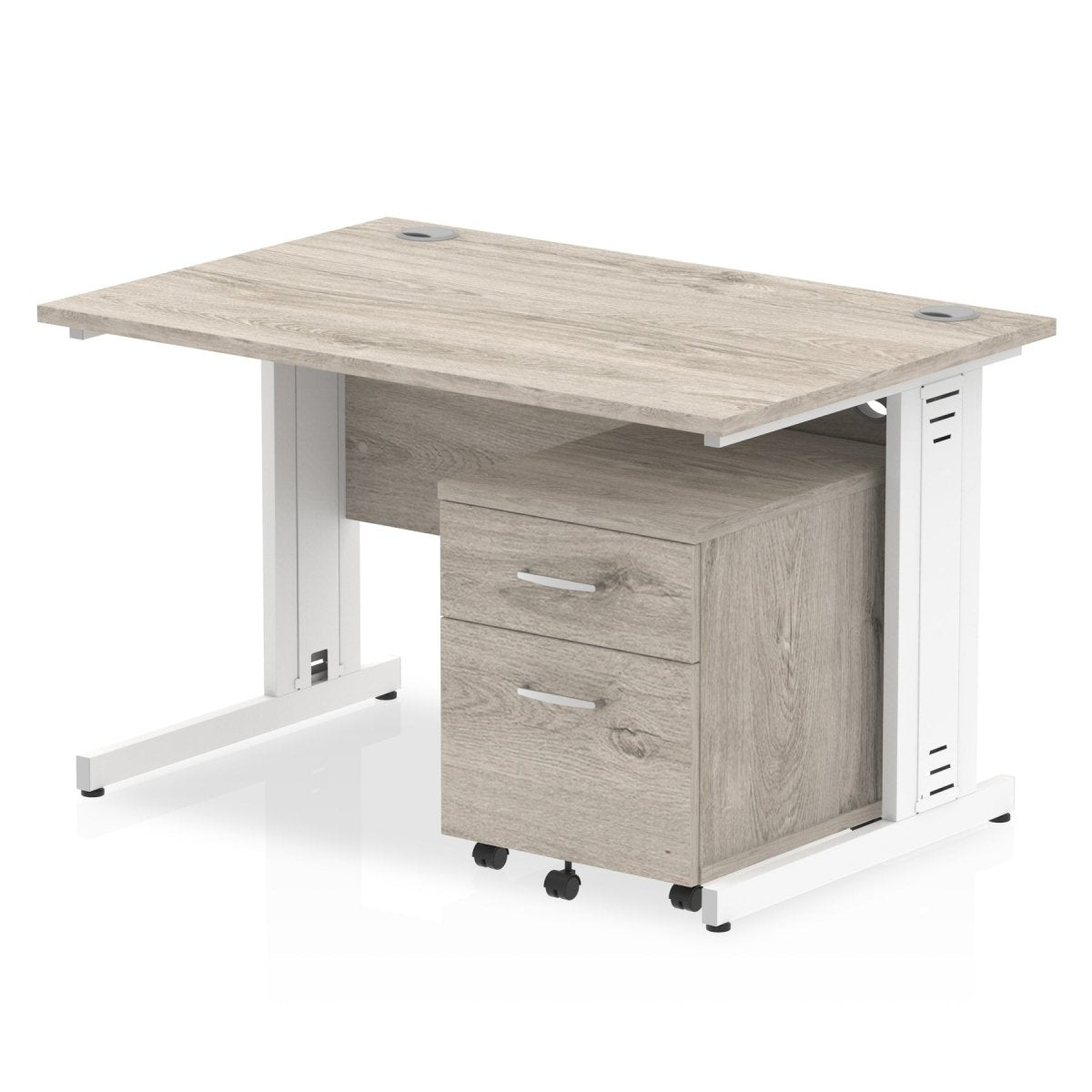 Office furniture impulse-120cm-cantilever-straight-desk-with-mobile-pedestal Dynamic  White 2 Drawer   Silver