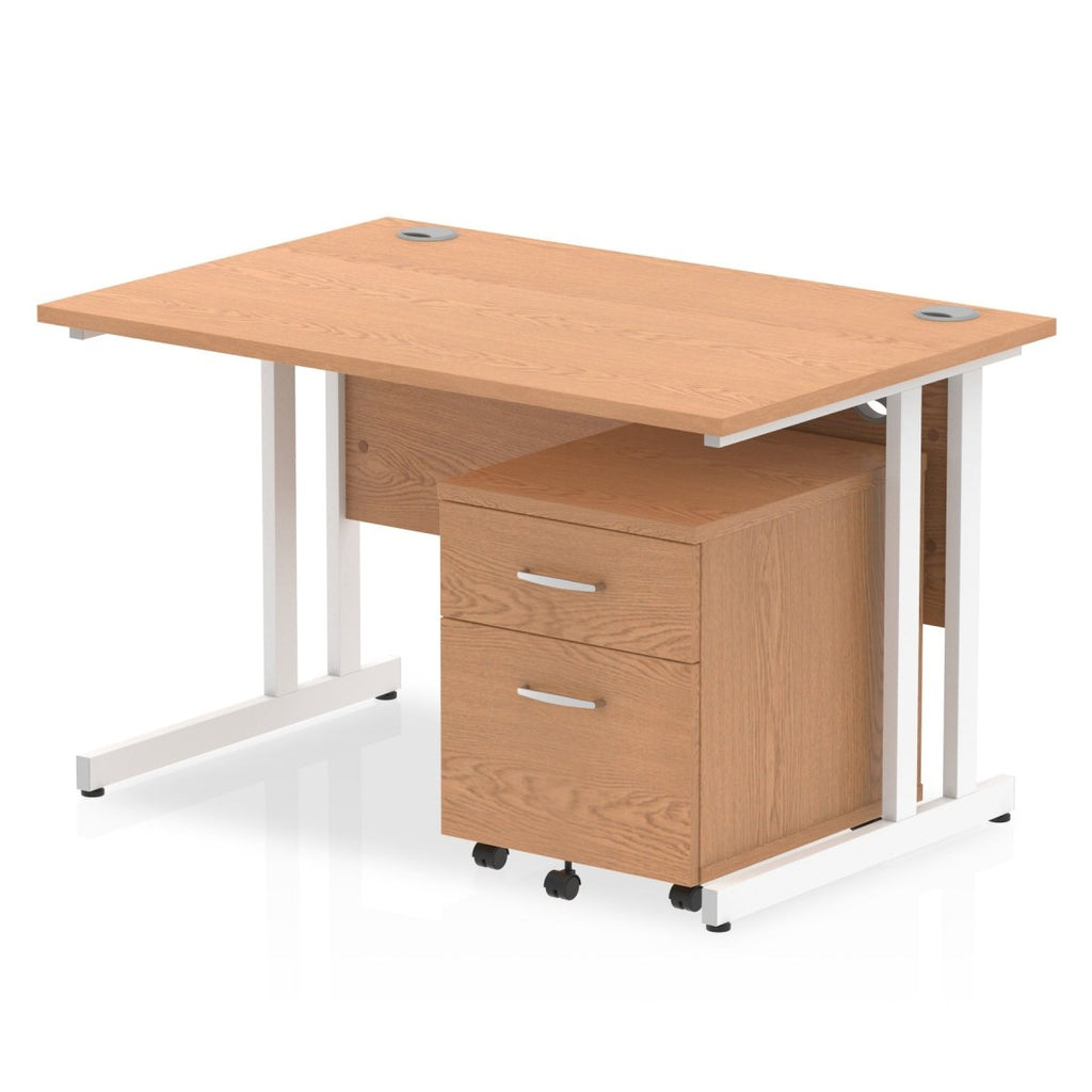 Office furniture impulse-120cm-cantilever-straight-desk-with-mobile-pedestal Dynamic  Walnut 3 Drawer   White
