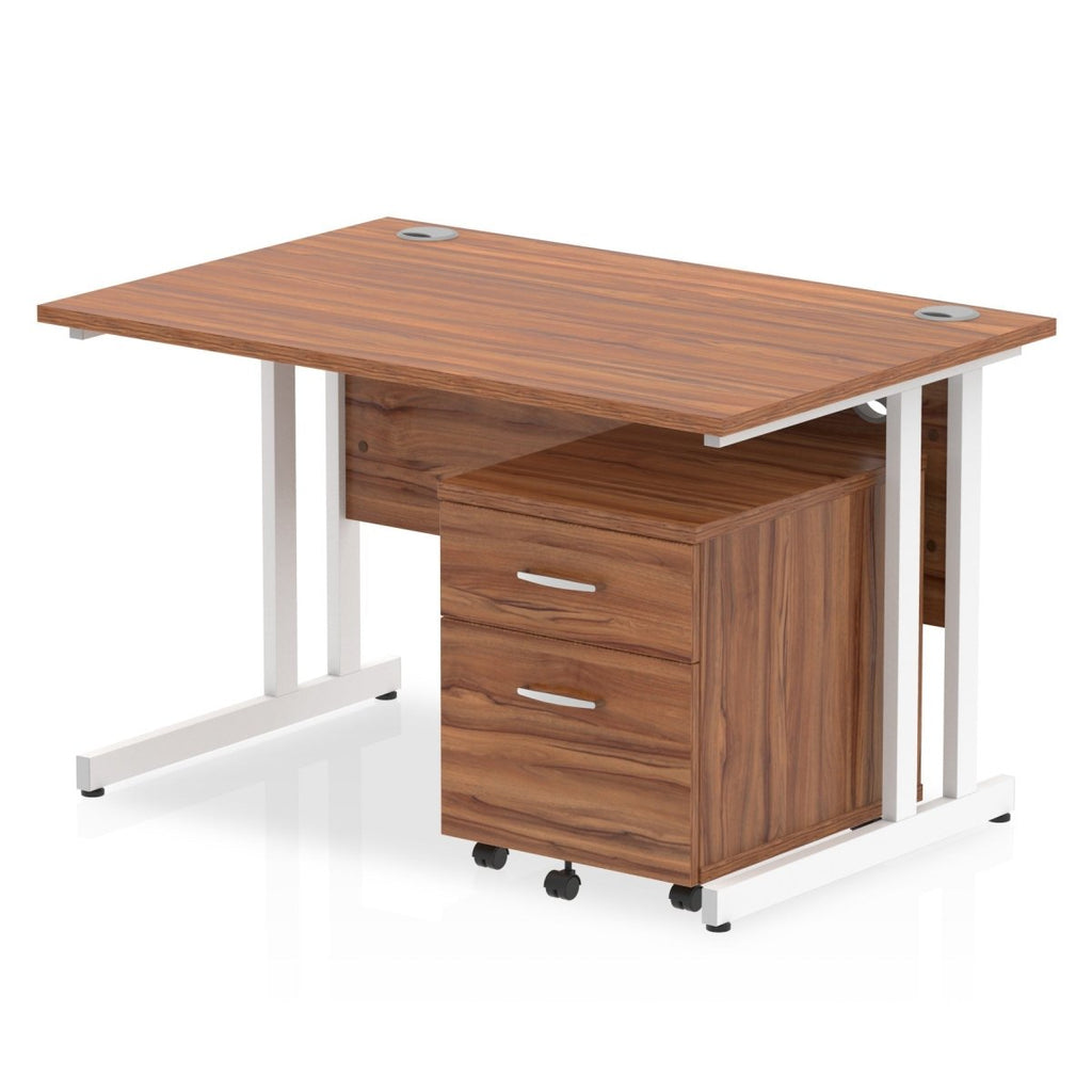 Office furniture impulse-120cm-cantilever-straight-desk-with-mobile-pedestal Dynamic  Walnut 2 Drawer   Silver