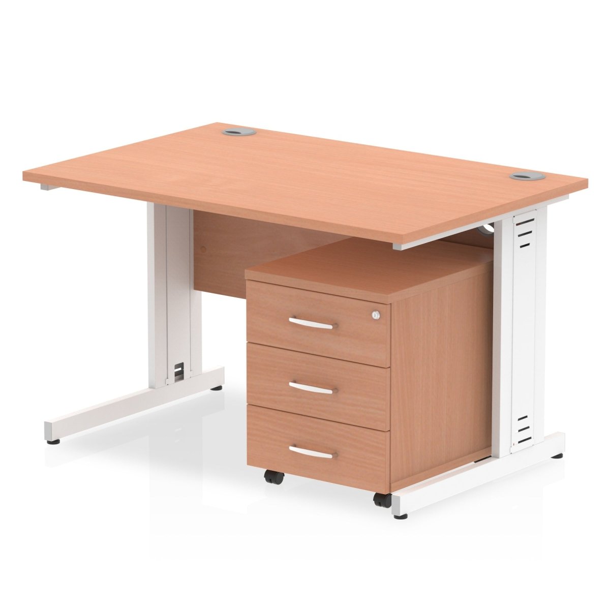 Office furniture impulse-120cm-cantilever-straight-desk-with-mobile-pedestal Dynamic  Walnut 3 Drawer   White