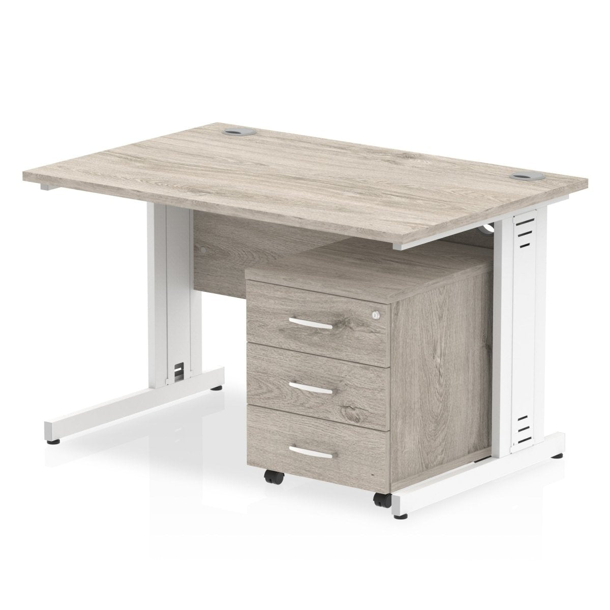 Office furniture impulse-120cm-cantilever-straight-desk-with-mobile-pedestal Dynamic  White 3 Drawer   Silver