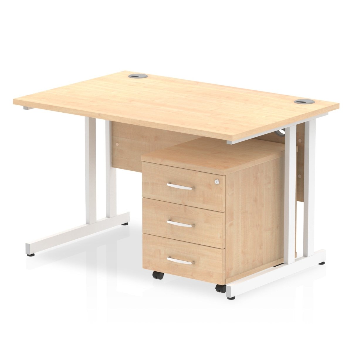 Office furniture impulse-120cm-cantilever-straight-desk-with-mobile-pedestal Dynamic  White 3 Drawer   Silver