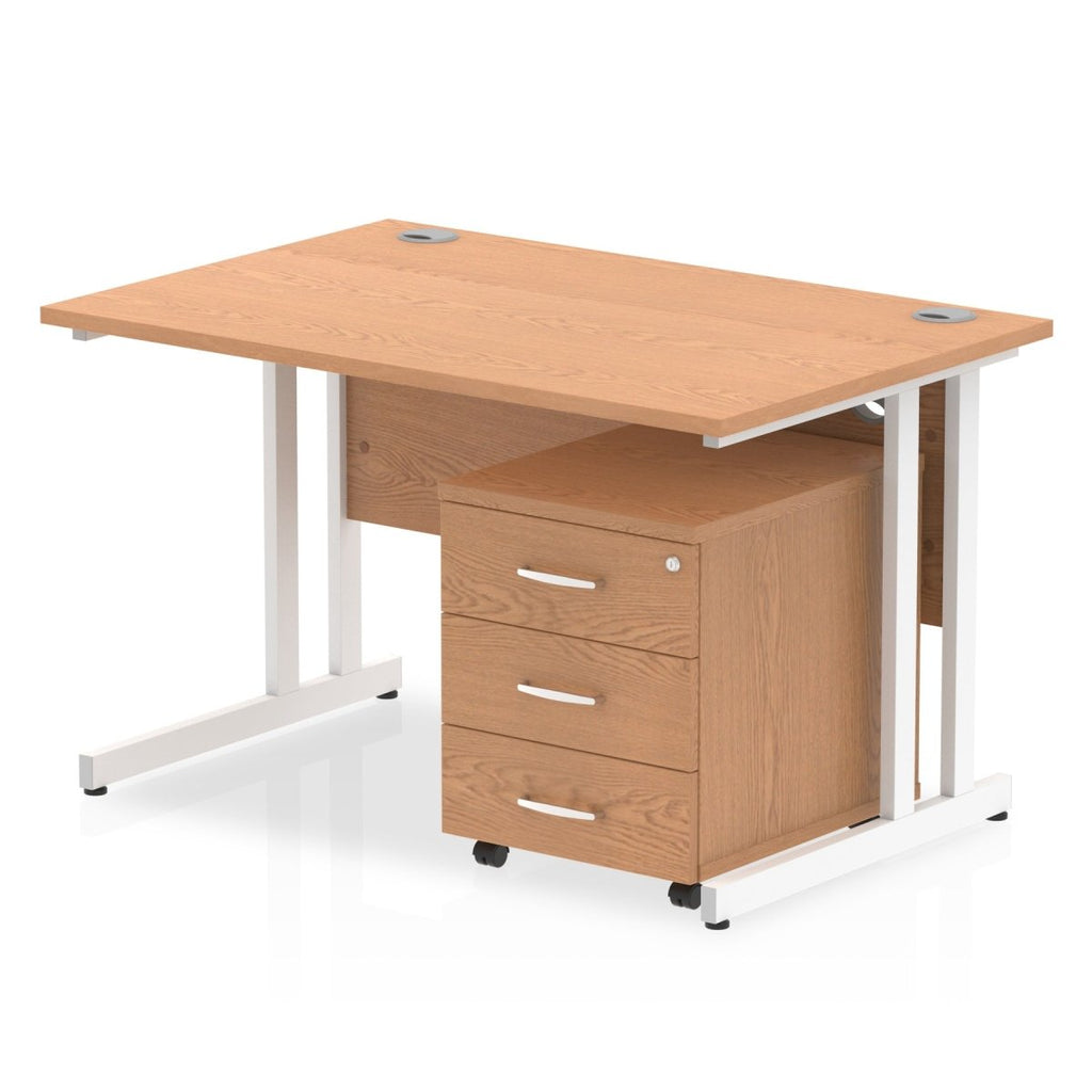 Office furniture impulse-120cm-cantilever-straight-desk-with-mobile-pedestal Dynamic  Walnut 2 Drawer   White