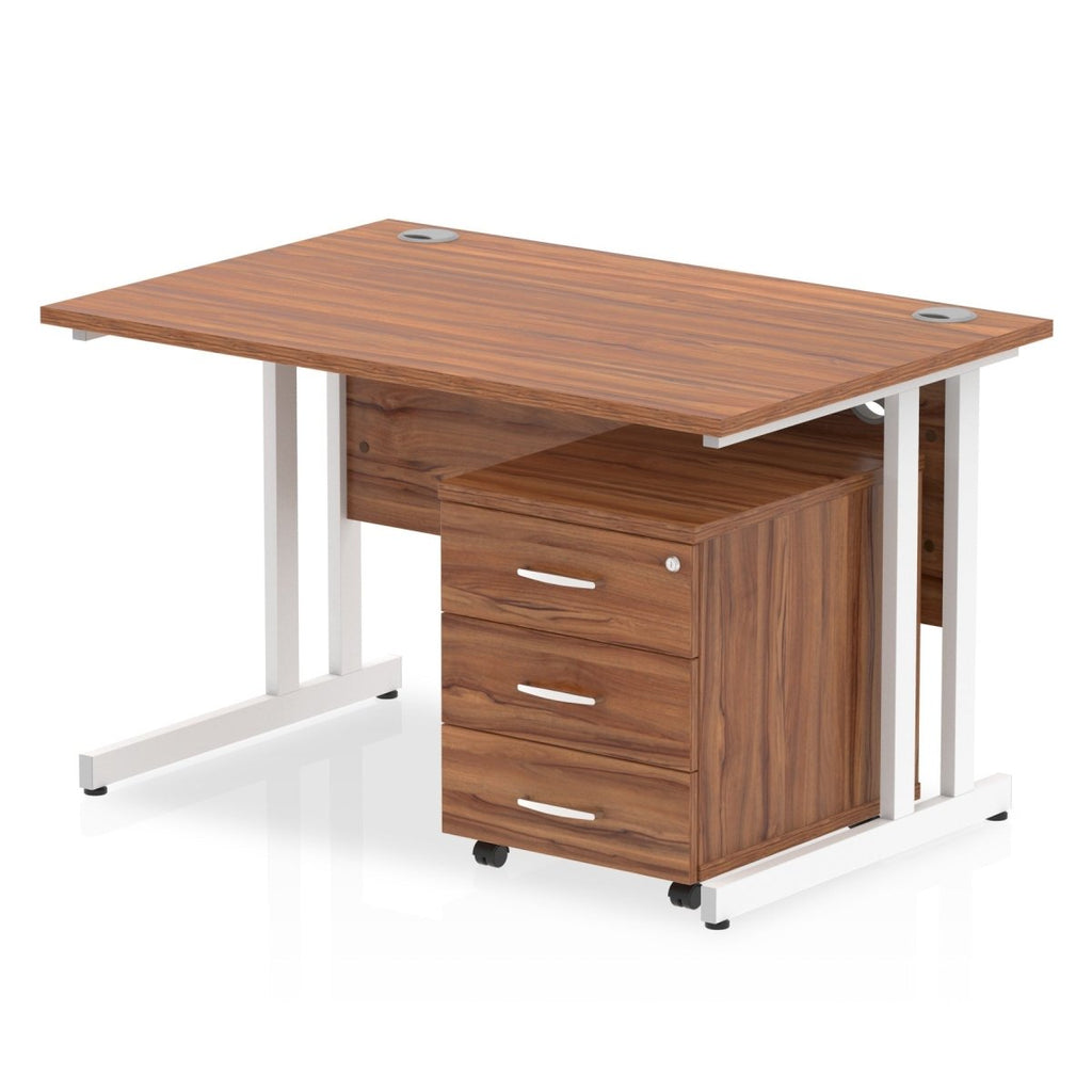 Office furniture impulse-120cm-cantilever-straight-desk-with-mobile-pedestal Dynamic  Oak 3 Drawer   White