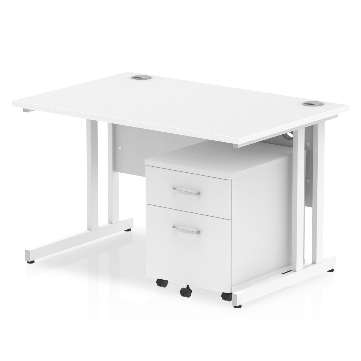 Office furniture impulse-120cm-cantilever-straight-desk-with-mobile-pedestal Dynamic  Oak 2 Drawer   Silver