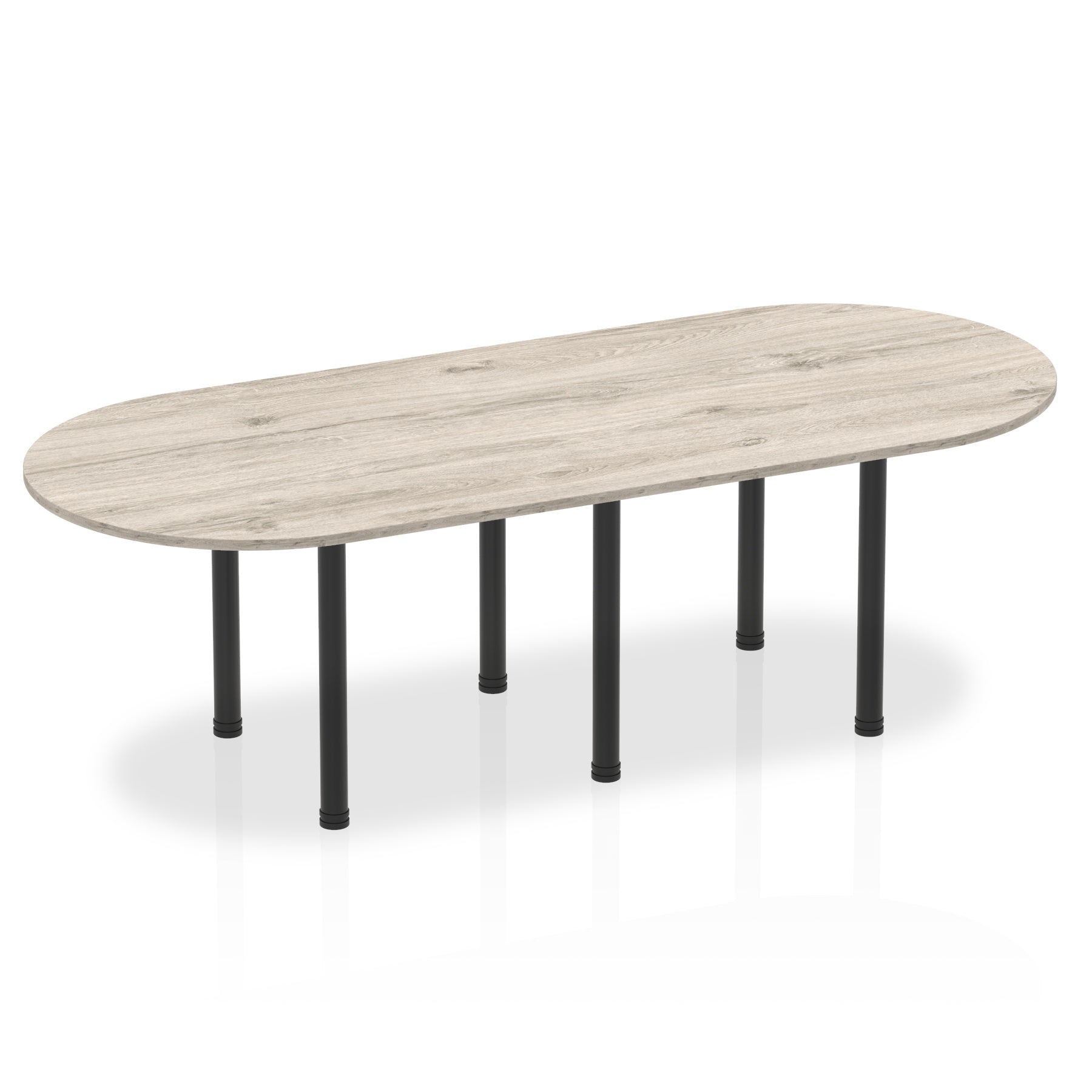 Office furniture impulse-boardroom-table-with-post-leg Dynamic  Grey Oak 180 Wide  Chrome