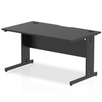 Office Desk Impulse Black Series 140mm Straight Desk Cable Managed Leg  Colour Black 