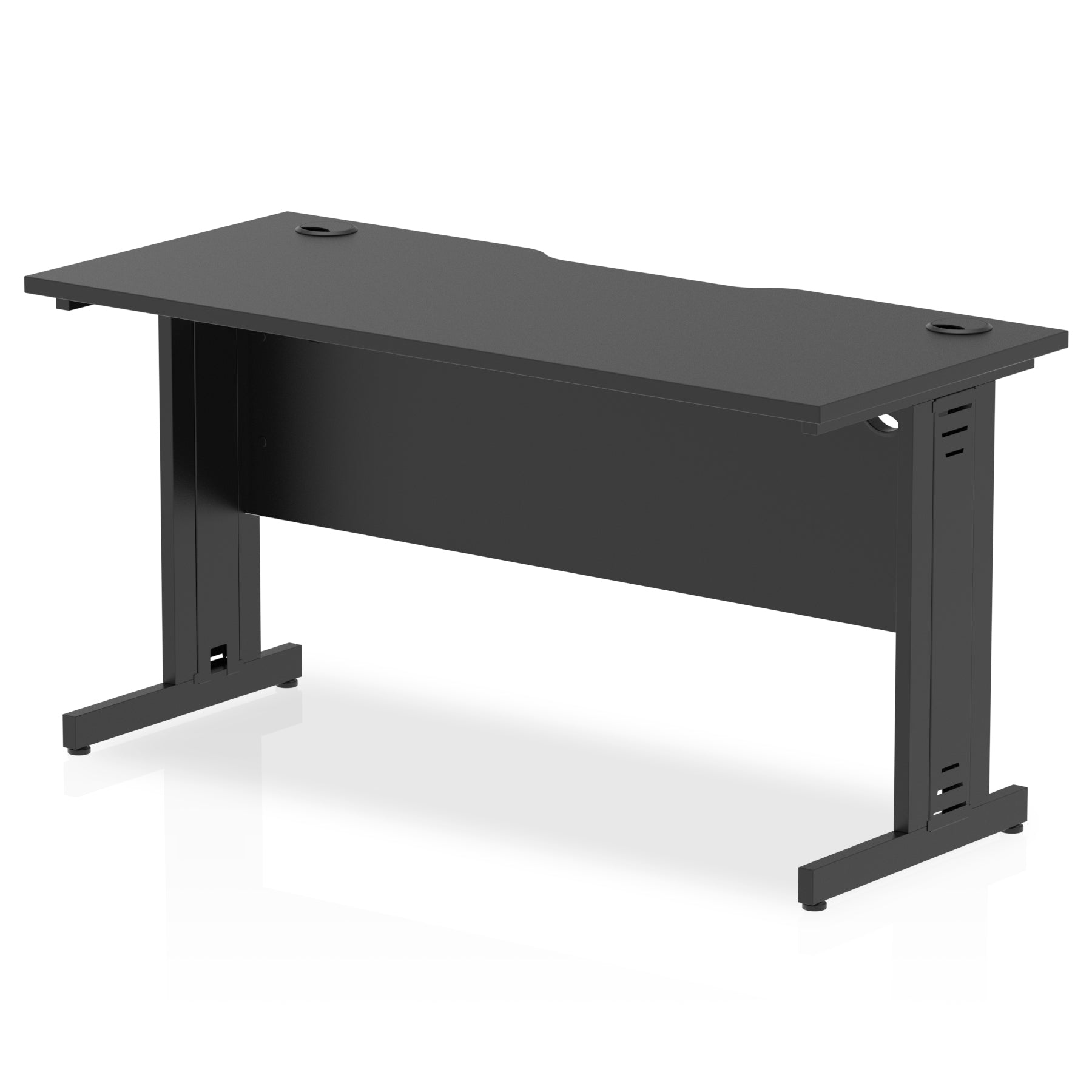 Office Desk Impulse Black Series 140mm Slimline Desk Cable Managed Leg  Colour Black 