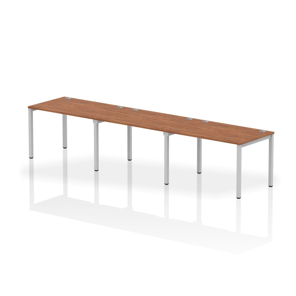 Office furniture impulse-single-row-3-person-bench-desk Dynamic  Walnut Desk Colour 360 Wide