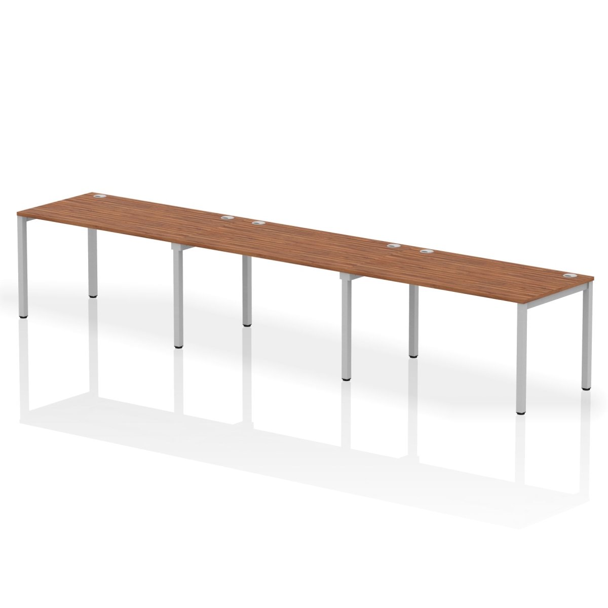 Office furniture impulse-single-row-3-person-bench-desk Dynamic  Walnut Desk Colour 420 Wide
