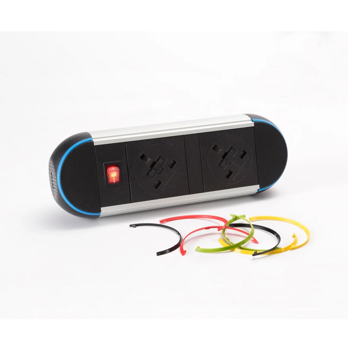 Sockets Cable Leads Impusle Desktop Module 2 x 5A UK Sockets, 1 x Neon Switch, 1 x 500mm