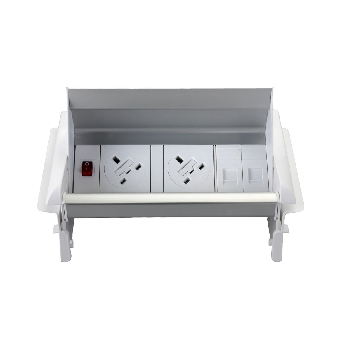 Accessory for Desk Impulse  Pop-Up Module 2 x UK Sockets, 1 x Neon Switch, 1 x 500mm Lead to 3 Pole Connector in White