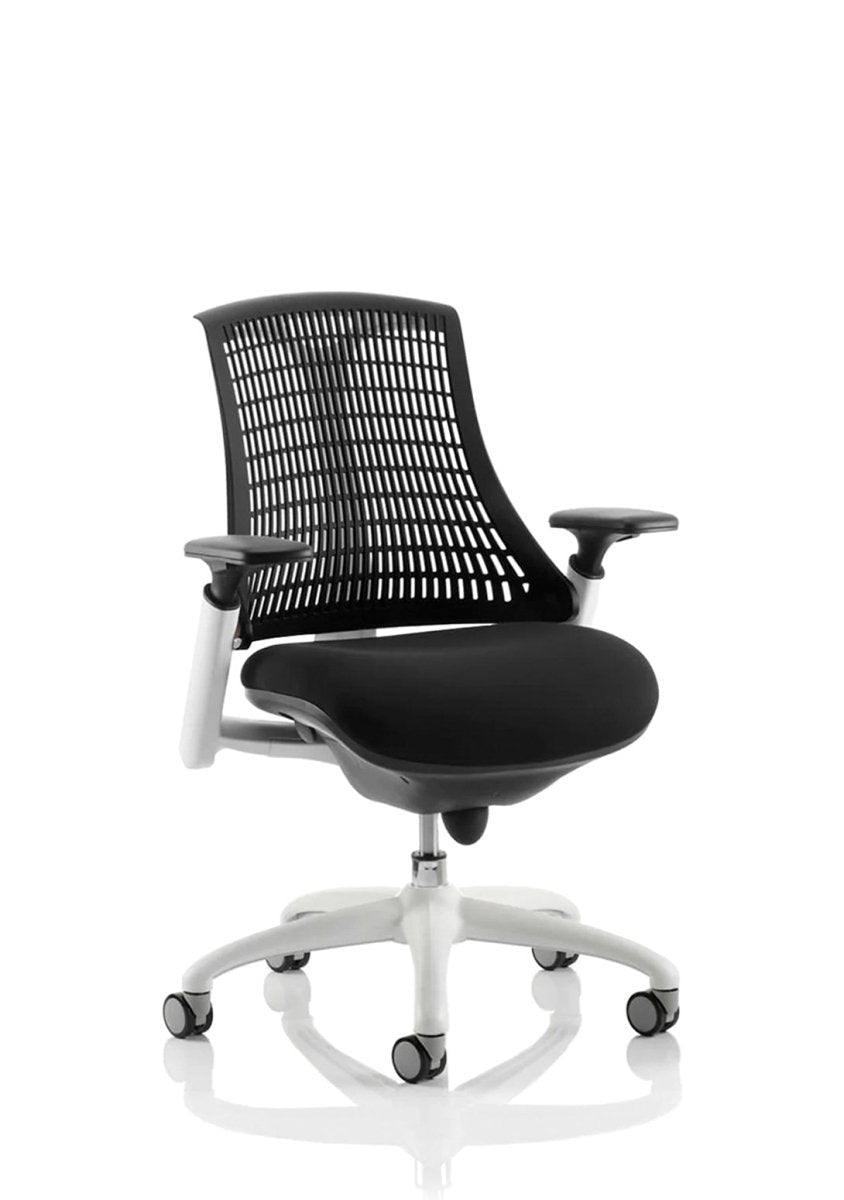 Office furniture flex-task-operator-chair-white-frame Dynamic  Black Colour White 