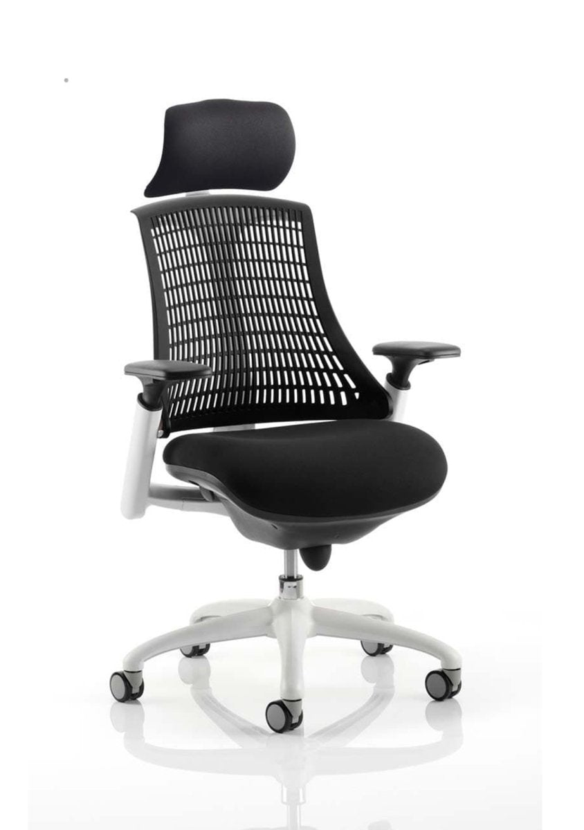 Office furniture flex-task-operator-chair-white-frame Dynamic  Black Colour White 