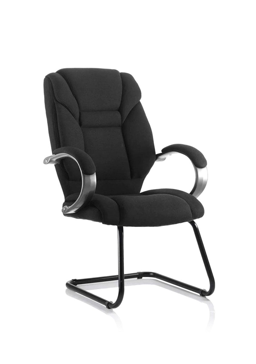 Office Visitor Galloway High Back Cantilever with Arms Black Fabric   