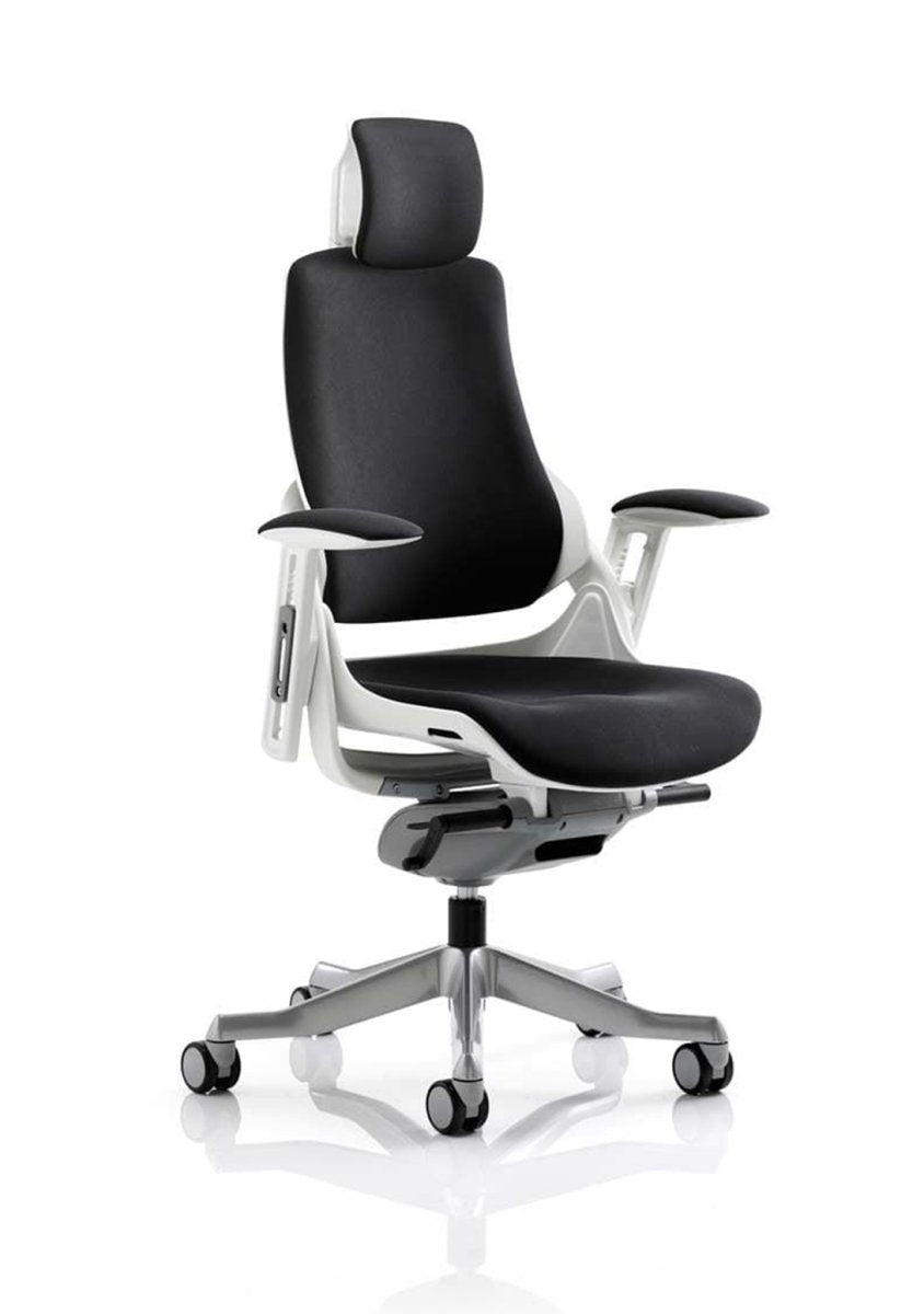 Executive Office Chair  Zure High Back White Shell with Arms Charcoal Mesh Colour Charcoal Mesh 