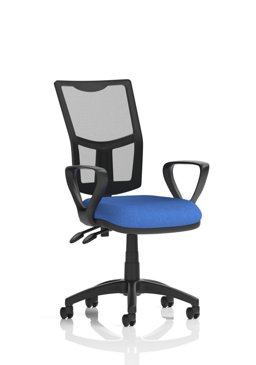 eclipse-plus-ii-mesh-back-operator-chair Dynamic  Blue Fabric With Height Adjustable Arms   With Draughtsman Kit