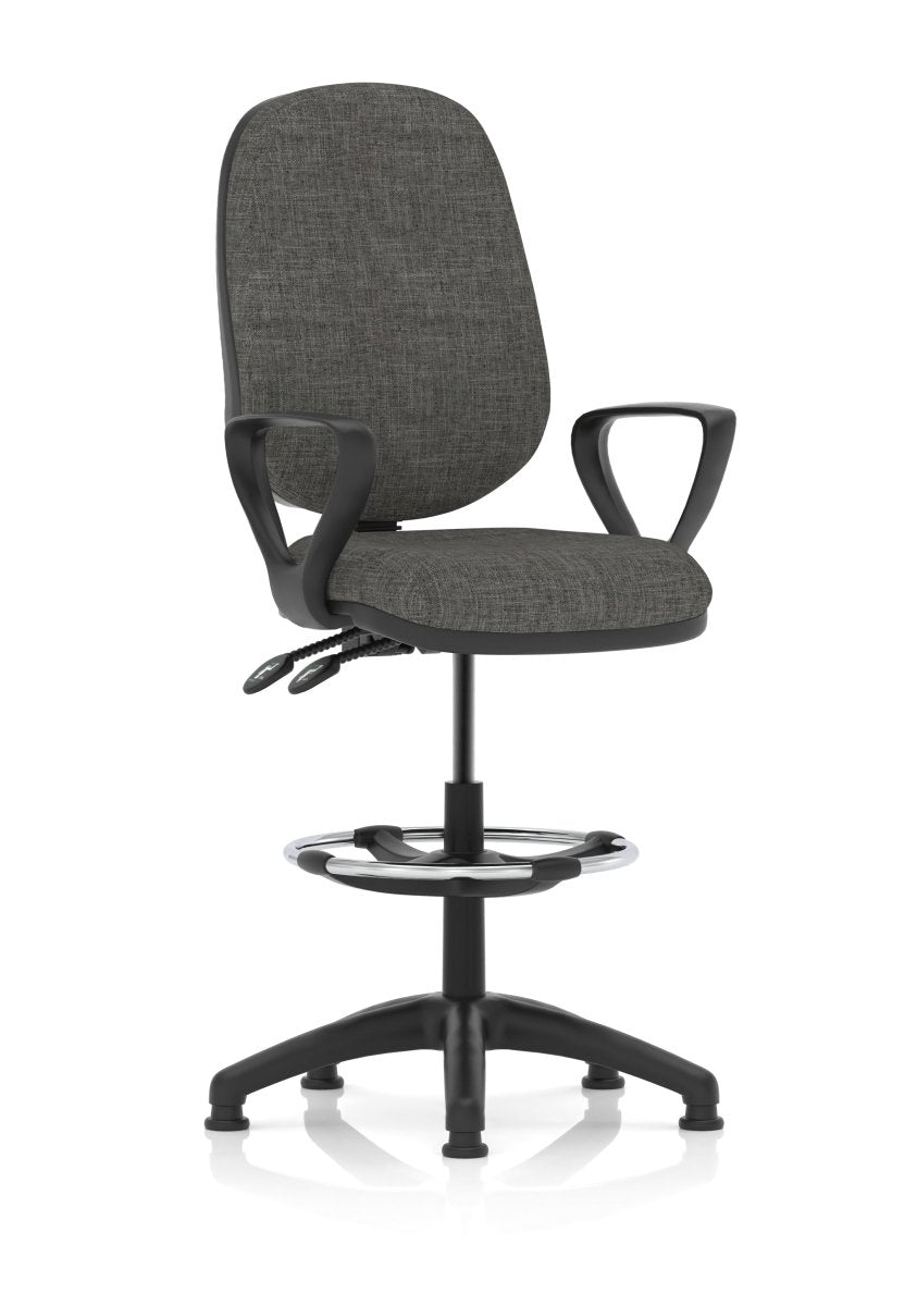 eclipse-plus-ii-operator-chair-with-hi-rise-draughtsman-kit Dynamic  Black Leather  With Height Adjustable Arms 