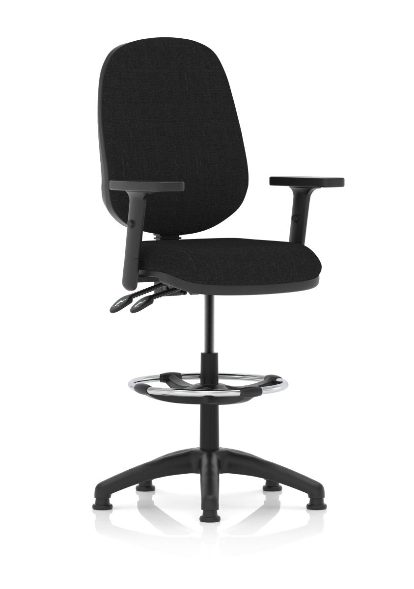 Office furniture eclipse-plus-ii-operator-chair-with-hi-rise-draughtsman-kit Dynamic  Blue Fabric  With Loop Arms 