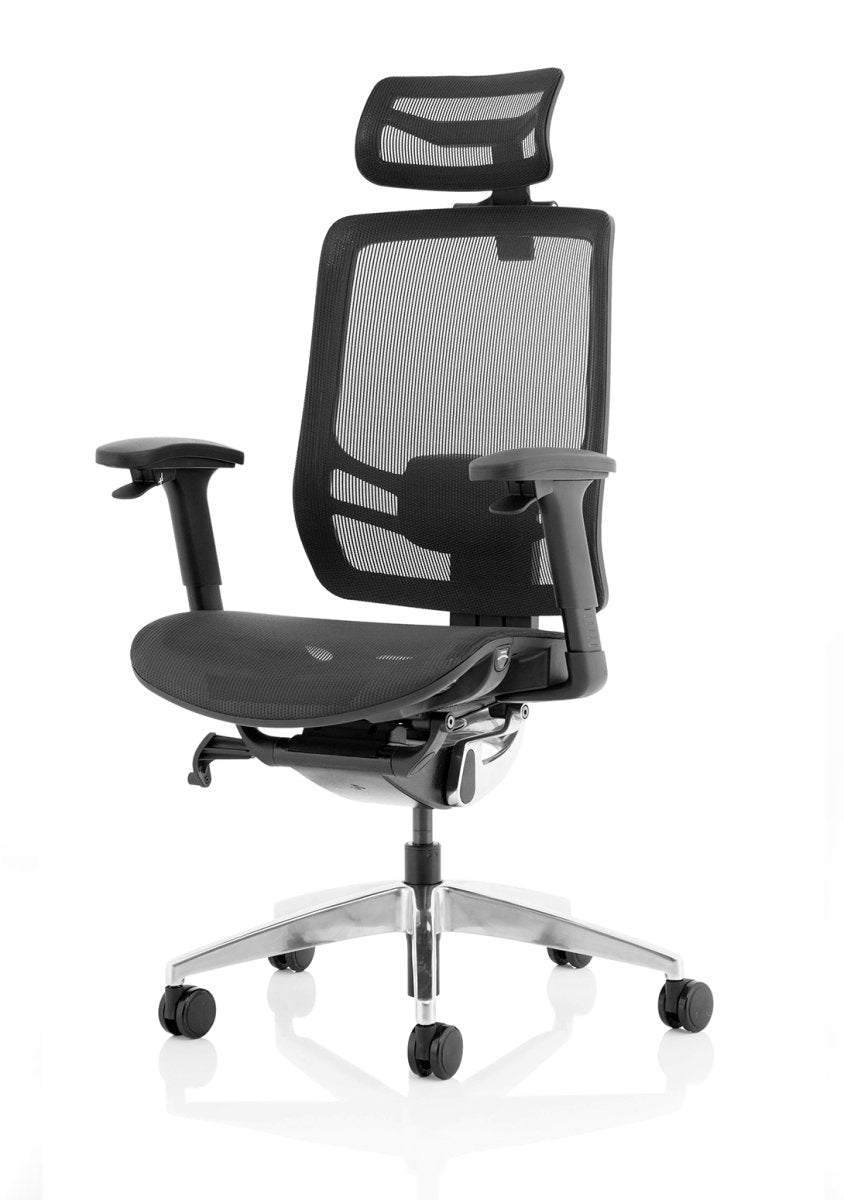 Office furniture ergo-click Dynamic  Mesh & Bespoke Myrrh Green Fabric  With Headrest 