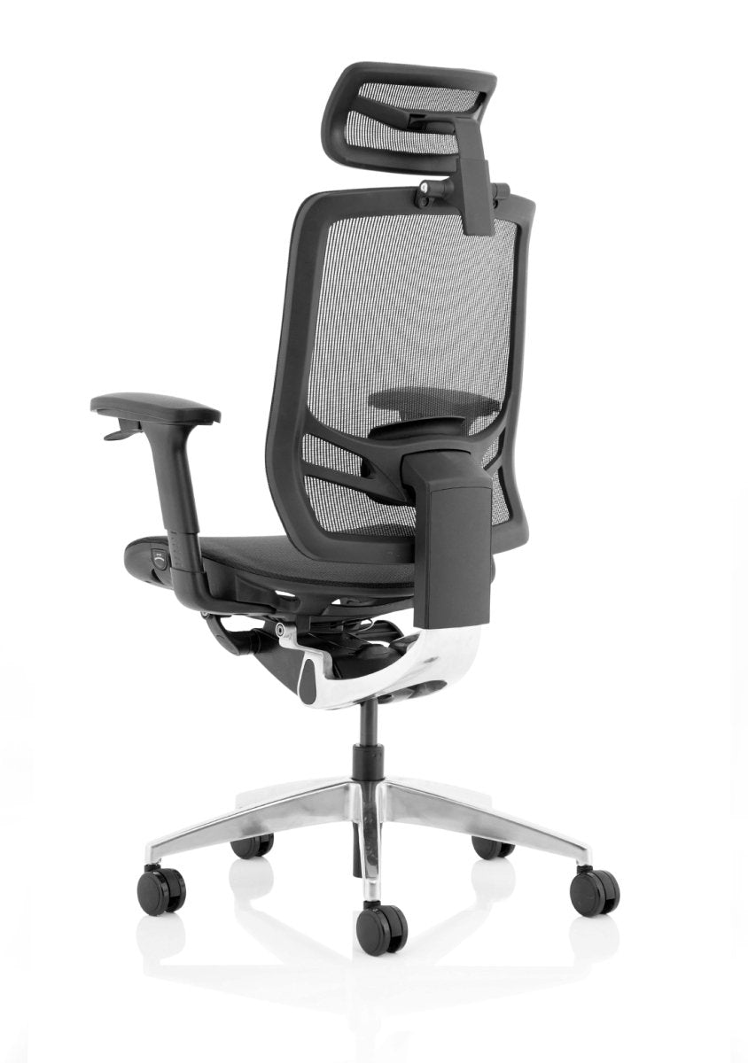 Office furniture ergo-click Dynamic  Mesh & Bespoke Stevia Blue Fabric  With Headrest 