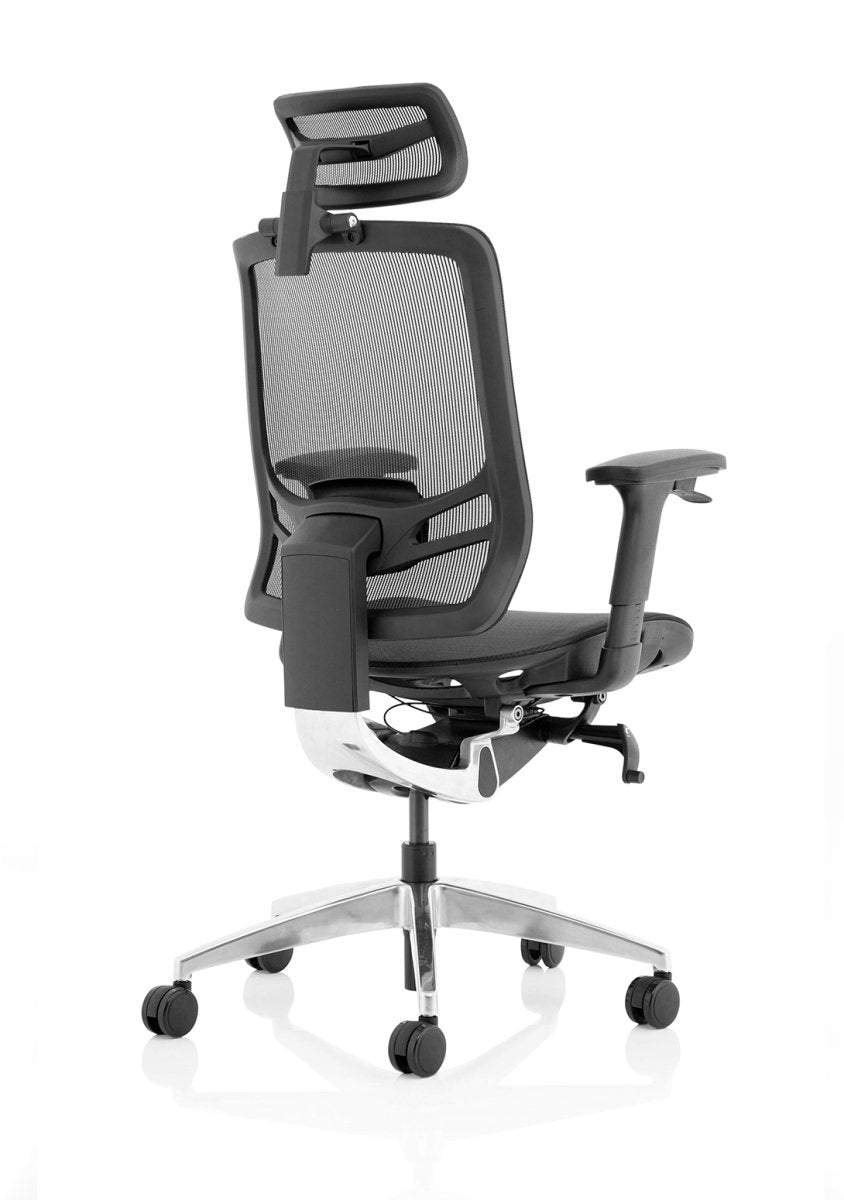 Office furniture ergo-click Dynamic  Mesh & Bespoke Tabasco Orange Fabric  With Headrest 