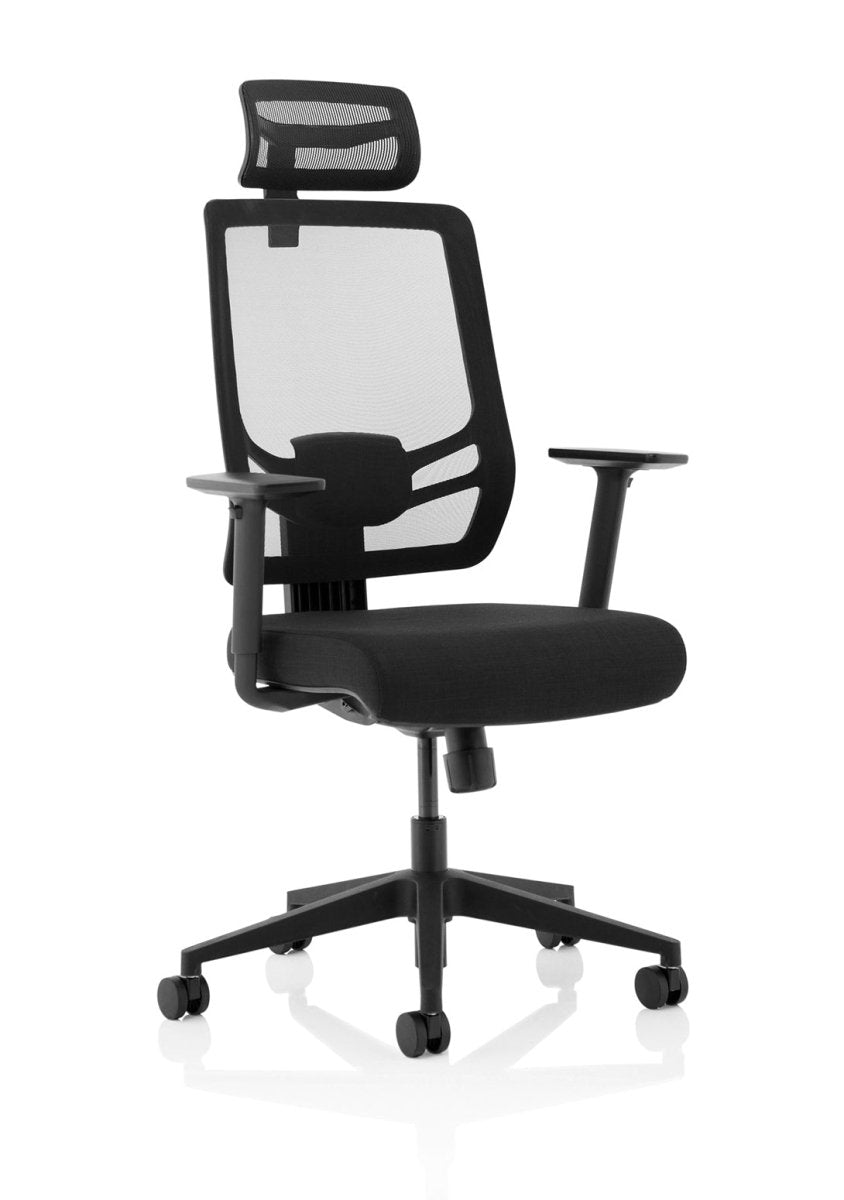 Office furniture ergo-twist Dynamic  Mesh & Bespoke Senna Yellow Fabric  With Headrest 