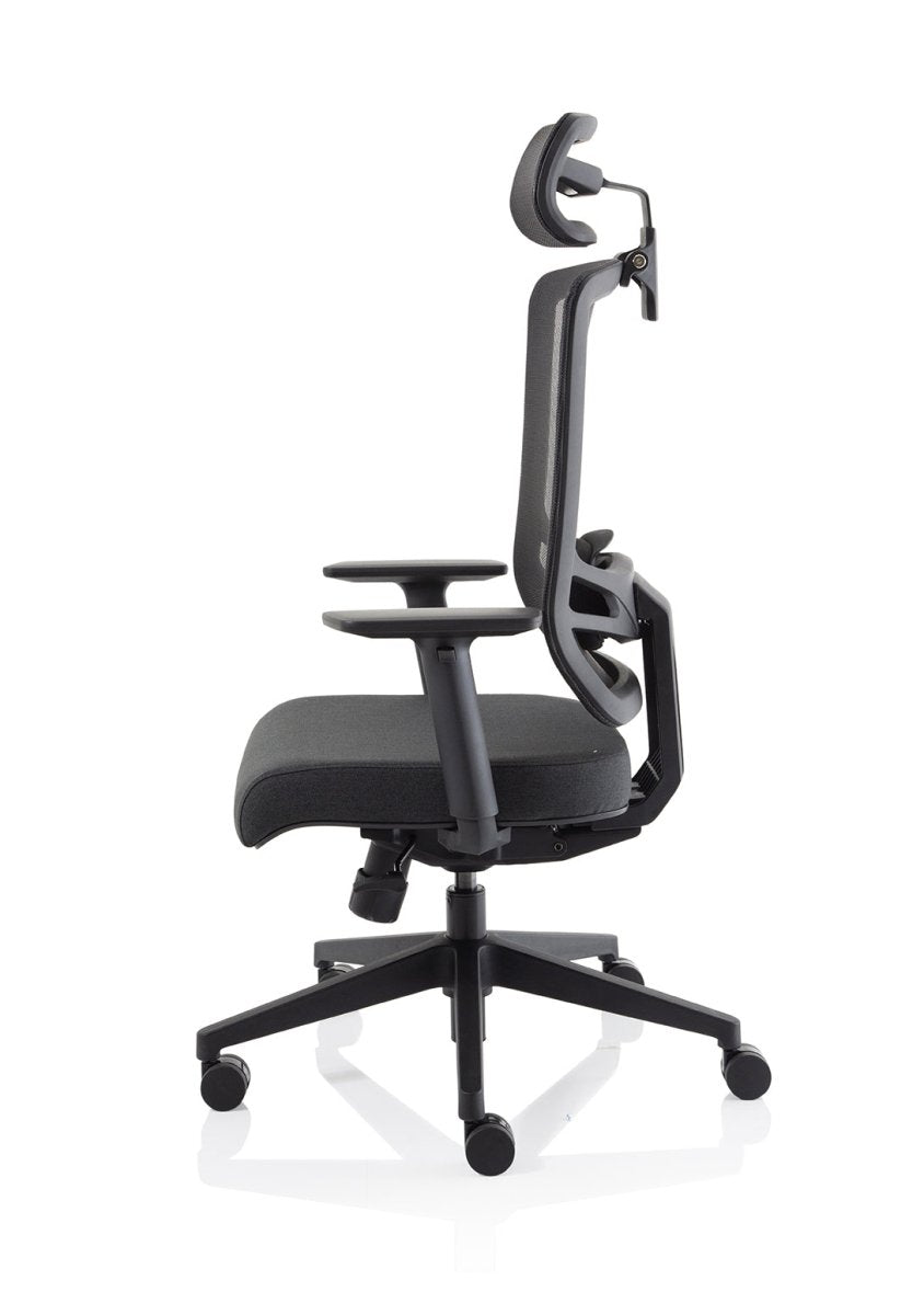 Office furniture ergo-twist Dynamic  Mesh & Bespoke Maringa Teal Fabric  With Headrest 