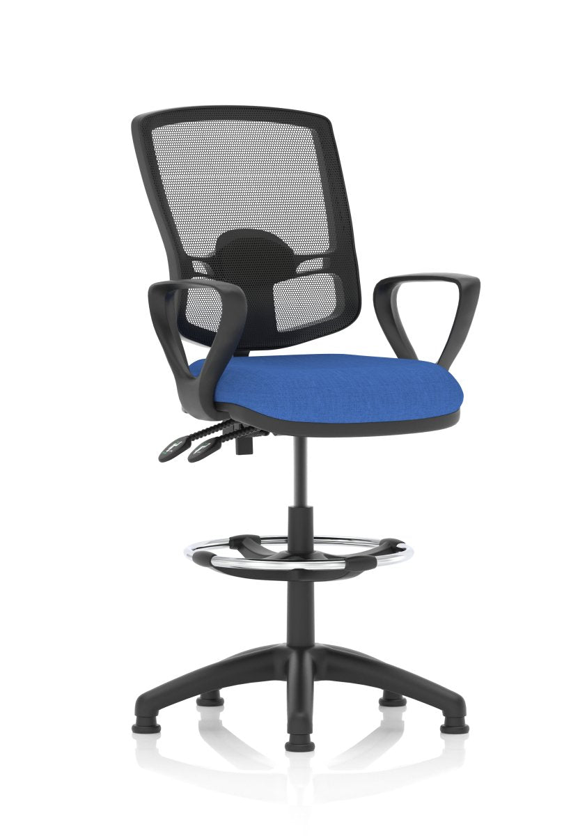 eclipse-plus-ii-deluxe-mesh-back-operator-chair Dynamic  Blue Fabric  With Loop Arms With Draughtsman Kit