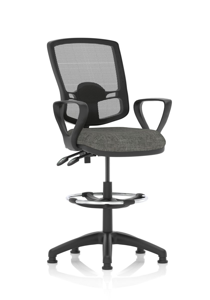 eclipse-plus-ii-deluxe-mesh-back-operator-chair Dynamic  Charcoal Fabric  With Loop Arms With Draughtsman Kit