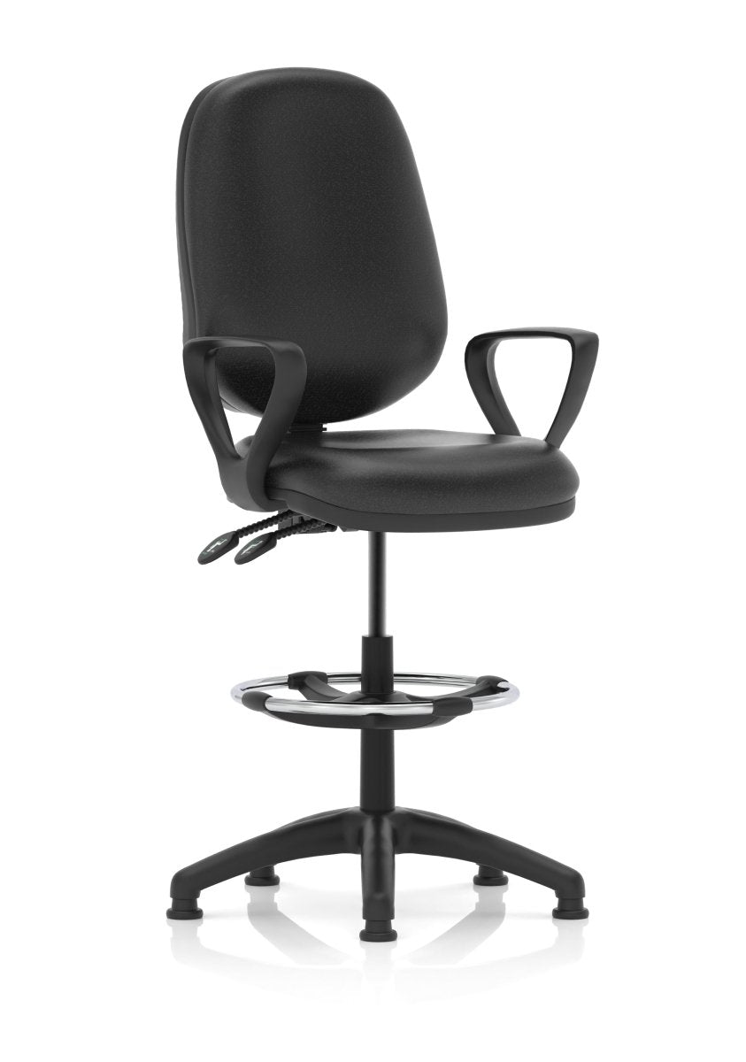 Office furniture eclipse-plus-ii-operator-chair-with-hi-rise-draughtsman-kit Dynamic  Black Leather  With Loop Arms 