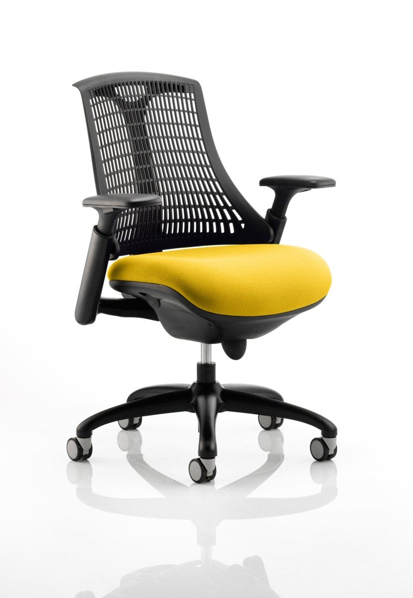 Office furniture flex-task-operator-chair-black-frame Dynamic  Bespoke Senna Yellow Colour White 