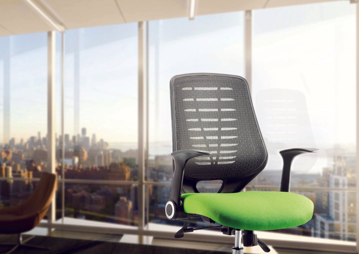 Office furniture relay-task-operator-chair Dynamic  Silver  Bespoke Ginseng Chilli With Folding Arms