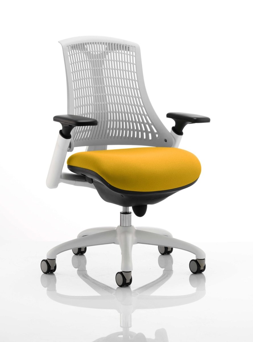 Office furniture flex-task-operator-chair-white-frame Dynamic  Bespoke Tabasco Orange Colour Black 