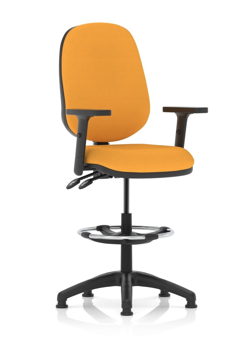 eclipse-plus-ii-operator-chair-with-hi-rise-draughtsman-kit Dynamic  Bespoke Stevia Blue  With Loop Arms 