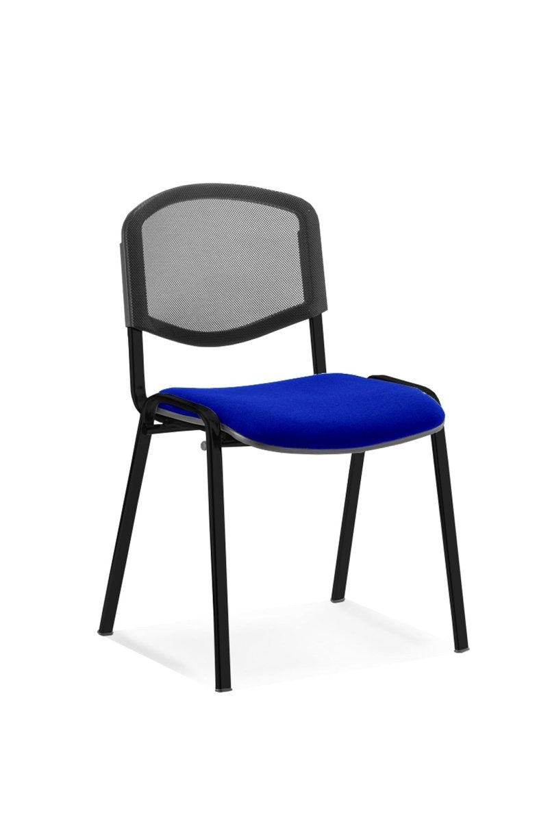 Office furniture iso-stacking-chair Dynamic  Bespoke Tabasco Orange Colour Chrome Mesh Back 