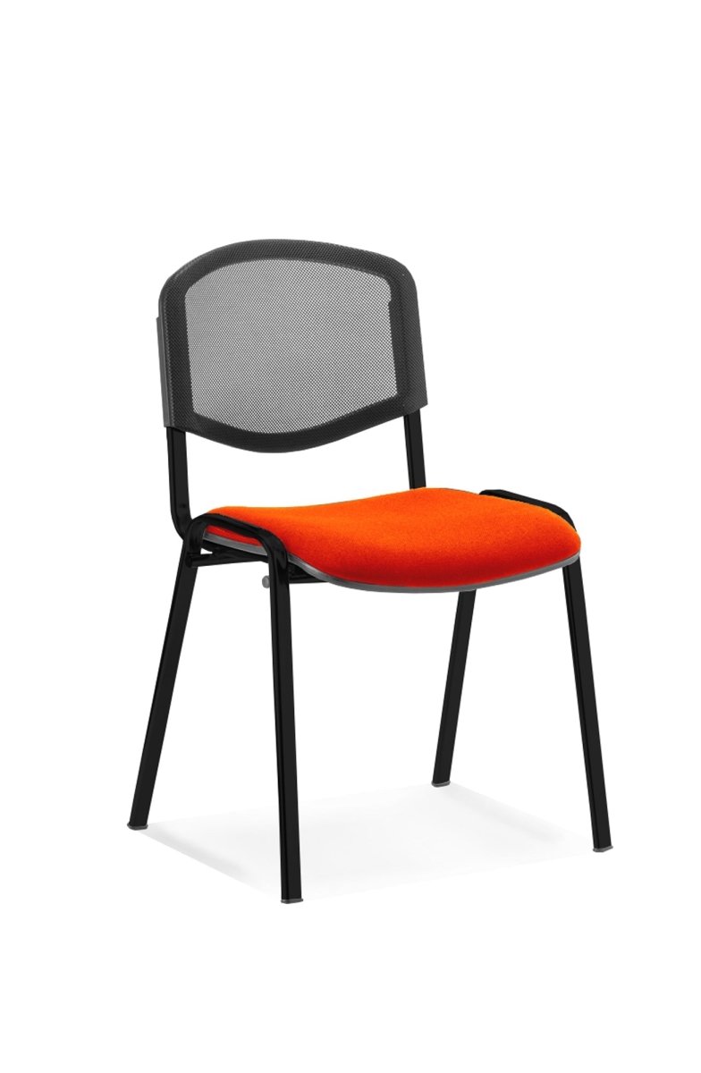 Office furniture iso-stacking-chair Dynamic  Bespoke Senna Yellow Colour Chrome Mesh Back 