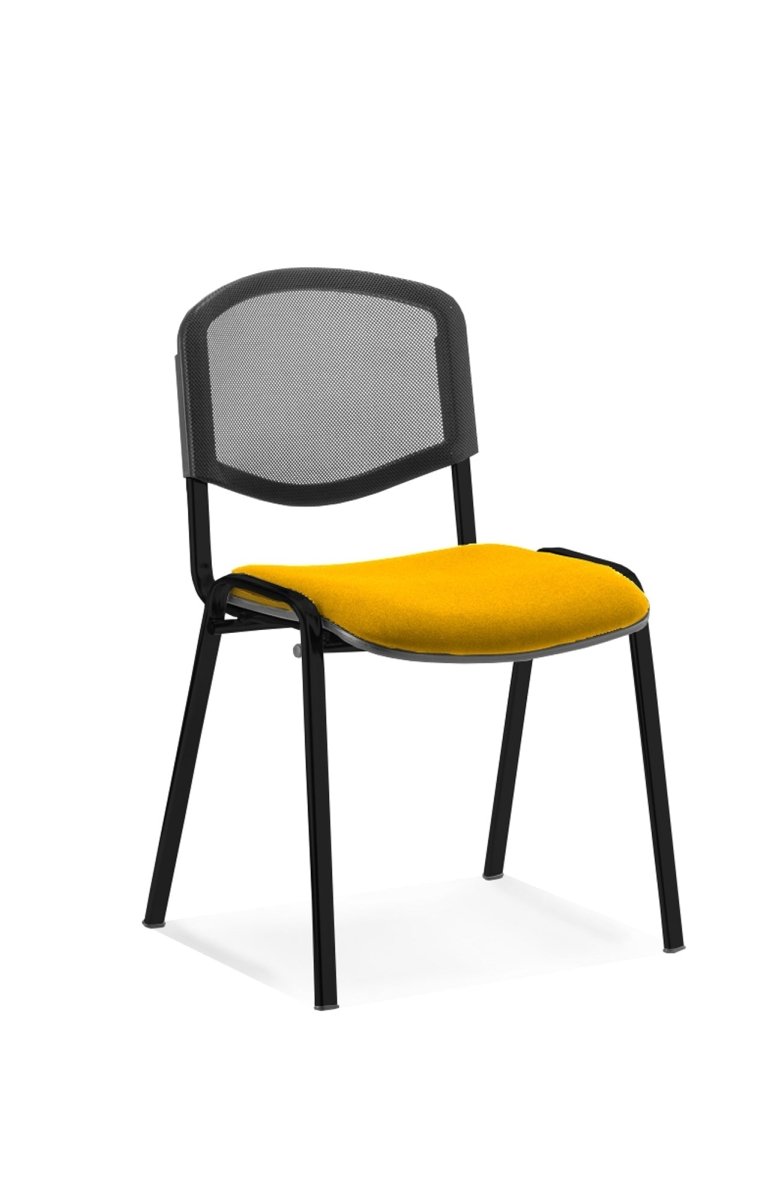 Office furniture iso-stacking-chair Dynamic  Bespoke Ginseng Chilli Colour Chrome Mesh Back 