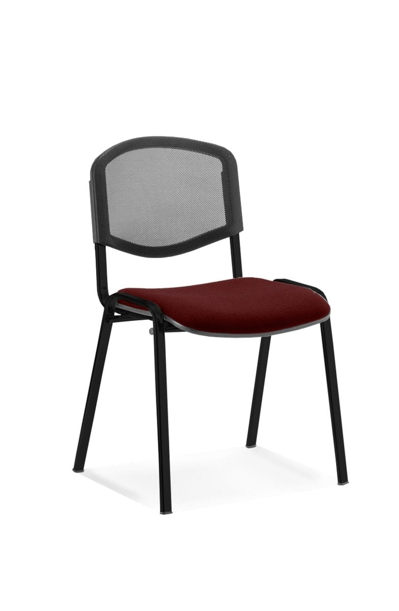 Office furniture iso-stacking-chair Dynamic  Bespoke Maringa Teal Colour Chrome Mesh Back 
