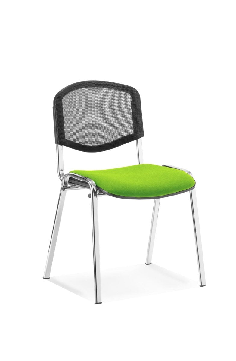 Office furniture iso-stacking-chair Dynamic  Bespoke Tabasco Orange Colour Black Mesh Back 