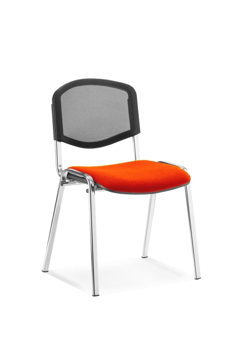 Office furniture iso-stacking-chair Dynamic  Bespoke Ginseng Chilli Colour Black Mesh Back 