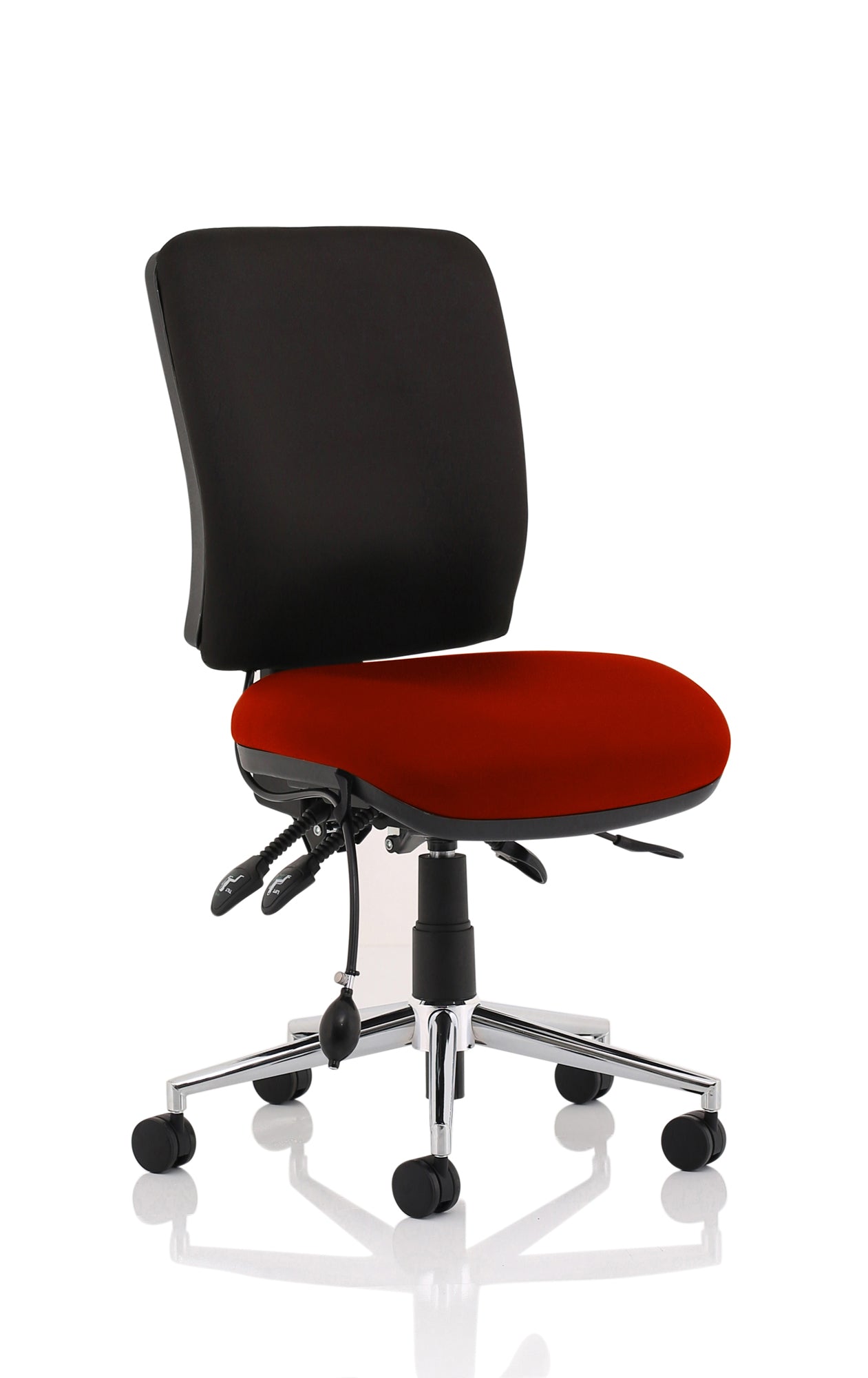 Office furniture chiro-medium-back-operator-chair Dynamic  Bespoke Tansy Purple  With Height Adjustable Arms Black