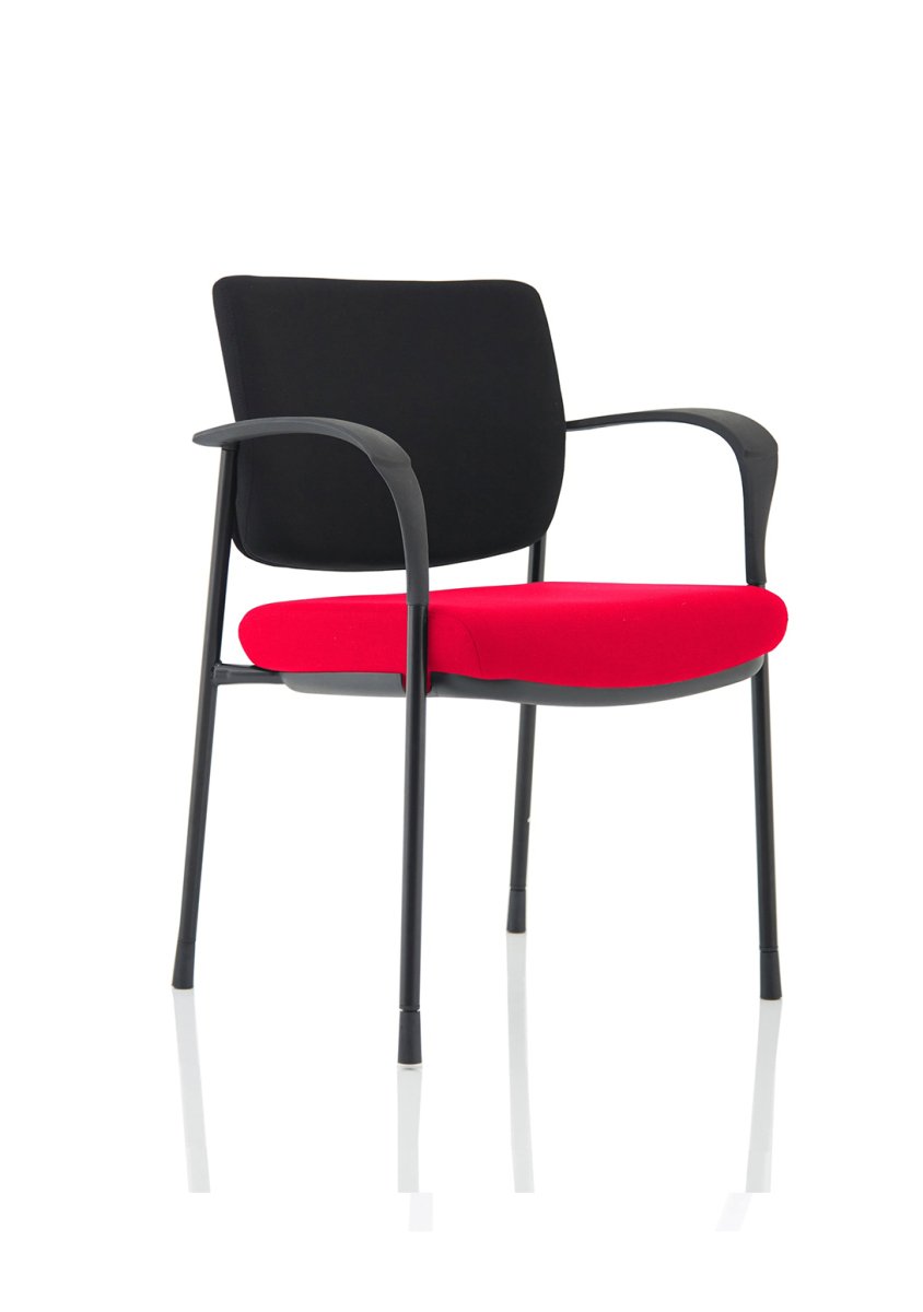 Visitor Office Chair Brunswick Deluxe Medium Back Stacking with Arms Bespoke Bespoke Bergamot Cherry  Black Black Fabric