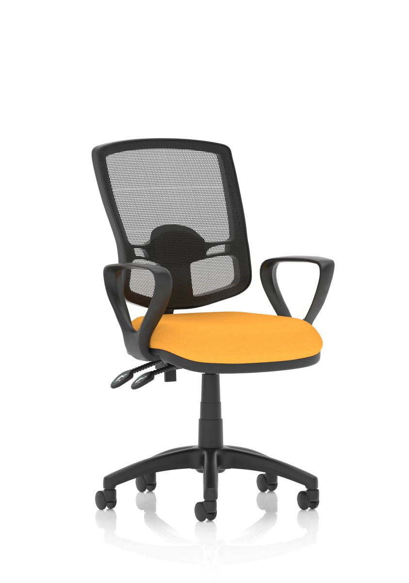eclipse-plus-ii-deluxe-mesh-back-operator-chair Dynamic  Black Leather  With Height Adjustable Arms With Draughtsman Kit