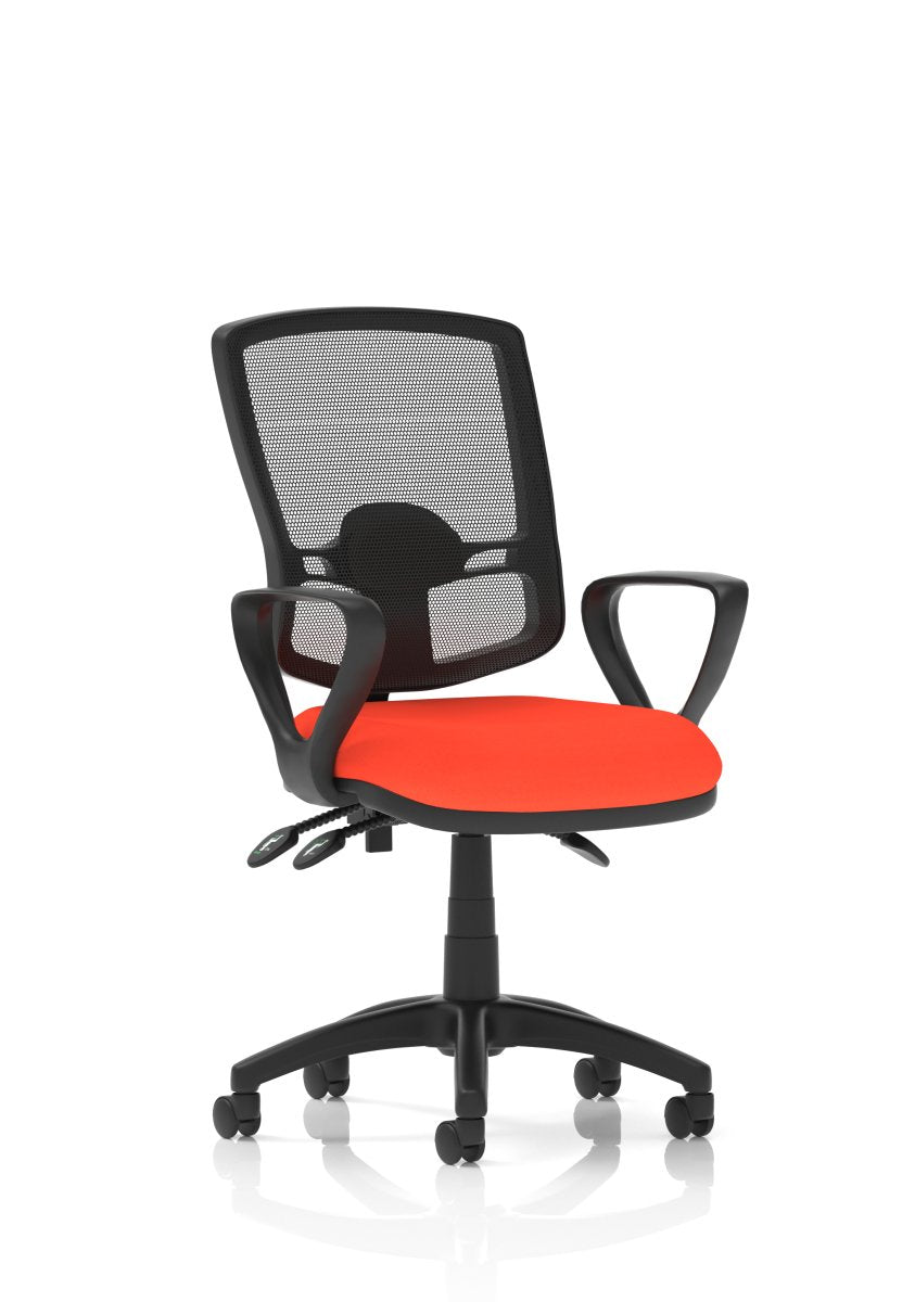 Office furniture eclipse-plus-iii-deluxe-mesh-back-operator-chair Dynamic  Black Leather  With Loop Arms 