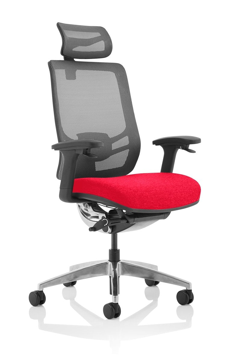 Office furniture ergo-click Dynamic  Mesh & Bespoke Ginseng Chilli Fabric  With Headrest 