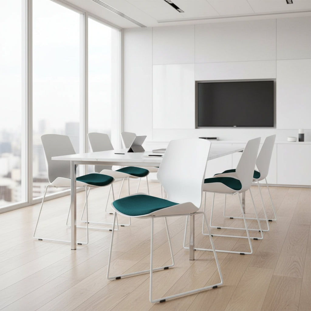Office furniture florence-sled-white-frame-fabric-seat-visitor-chair Dynamic   Colour