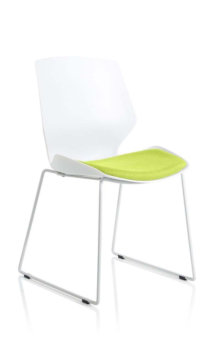 Office furniture florence-sled-white-frame-fabric-seat-visitor-chair Dynamic   Colour