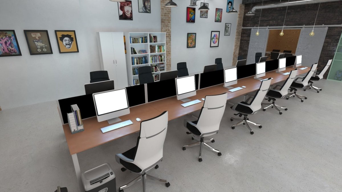 Office furniture evolve-plus-bench-screen Dynamic  800  Blue Silver